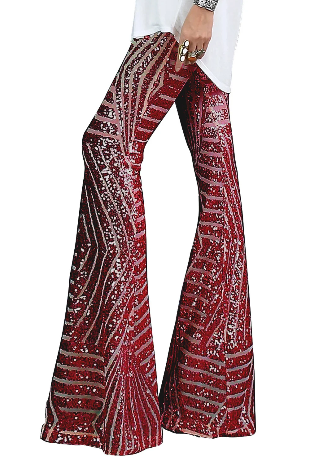 2023 Women Sequines Wide Leg Pants Sexy Red Ladies Vintage Pant Hight Waist Flared Long Trousers Night Club Party Pantalones
2023 Women Sequines Wide Leg Pants Sexy Red Ladies Vintage Pant Hight Waist Flared Long Trousers Night Club Party Pantalones