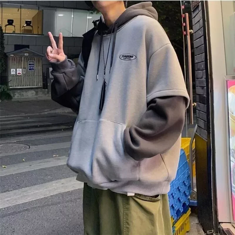 Men Hooded Sweatshirt Fashion High Street Korean Loose Pullover Male Fake Two-piece Patchwork Hoodies Sudadera Hombre
Men Hooded Sweatshirt Fashion High Street Korean Loose Pullover Male Fake Two-piece Patchwork Hoodies Sudadera Hombre