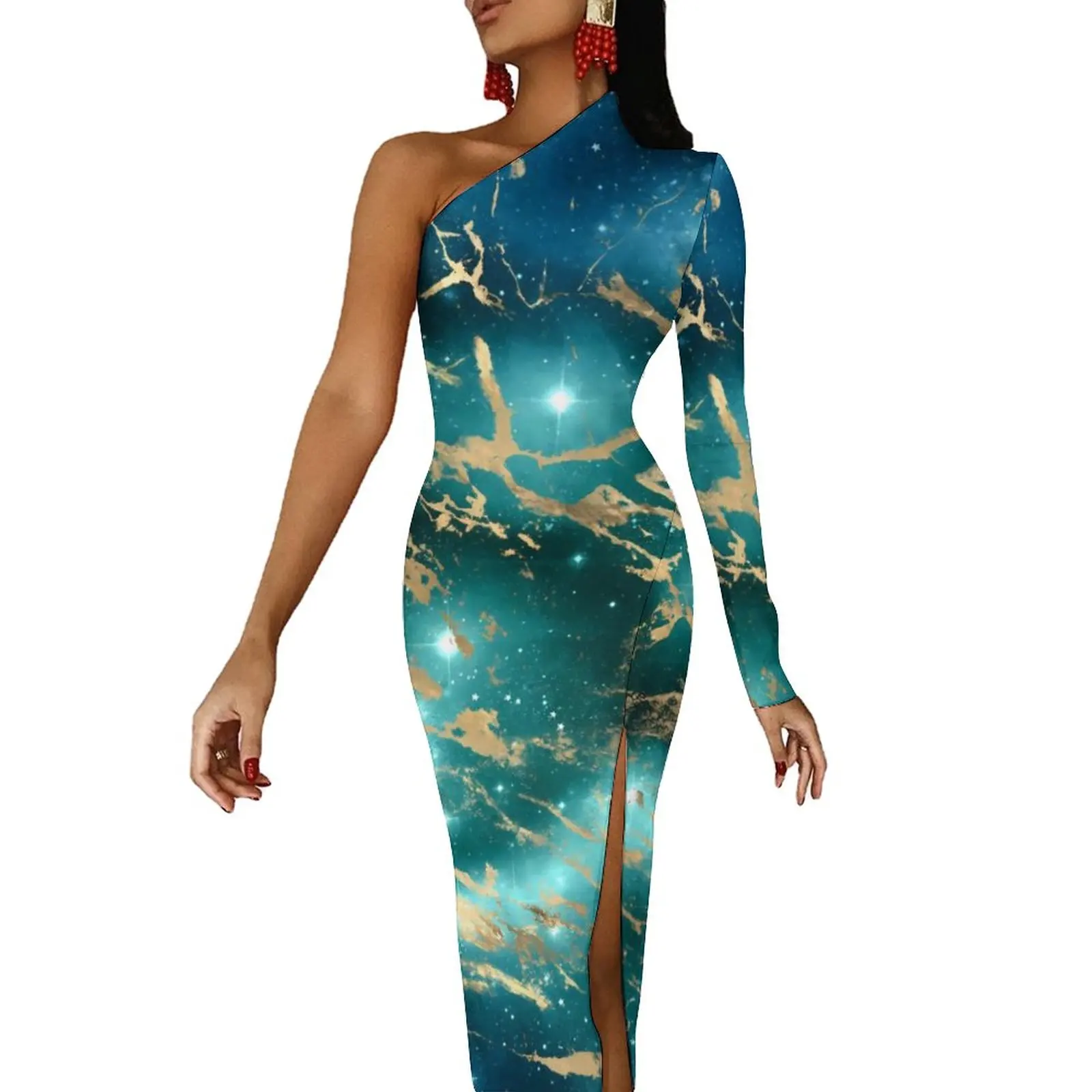 Space Marble Maxi Dress One Shoulder Starry Night Golden Party Bodycon Dresses Autumn Sexy Dress Women Printed Vestido
Space Marble Maxi Dress One Shoulder Starry Night Golden Party Bodycon Dresses Autumn Sexy Dress Women Printed Vestido