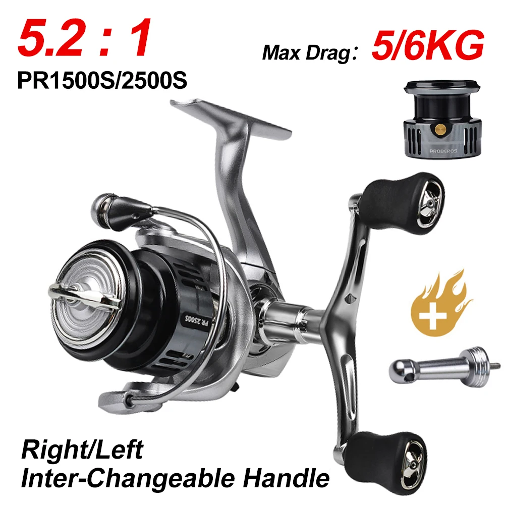 7+1BB Spinning Fishing Reel 5.2:1 Long Casting Ultra-Smooth Double Grip Fishing Reel for Carp Fresh/Saltwater with Balancer Bar
7+1BB Spinning Fishing Reel 5.2:1 Long Casting Ultra-Smooth Double Grip Fishing Reel for Carp Fresh/Saltwater with Balancer Bar