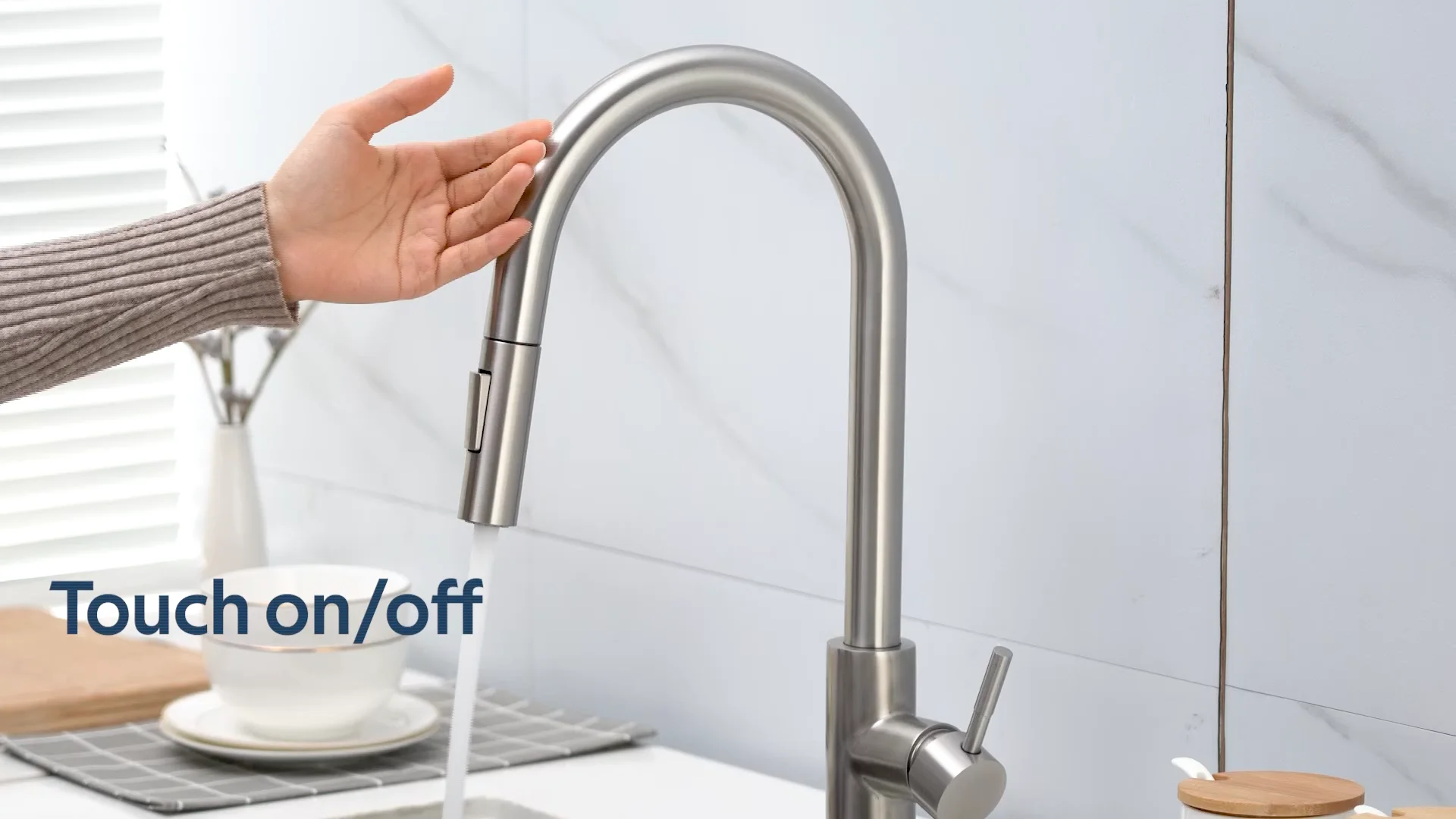 Sense Stainless Steel 304 Pull Down Touch Kitchen Sensor Touchless Faucet Mixer Induction Nickel Motion with Sensor Kitchen Tap
Sense Stainless Steel 304 Pull Down Touch Kitchen Sensor Touchless Faucet Mixer Induction Nickel Motion with Sensor Kitchen Tap