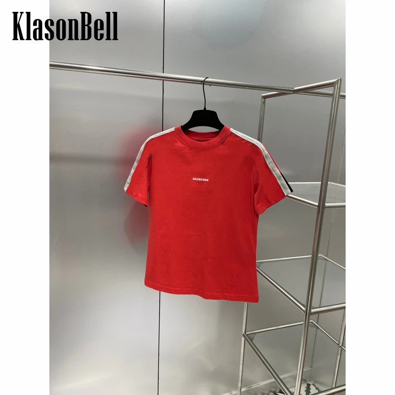 Женская короткая футболка KlasonBell, подиумная облегающая футболка контрастных цветов в полоску с вышивкой и надписью, 9,27
Женская короткая футболка KlasonBell, подиумная облегающая футболка контрастных цветов в полоску с вышивкой и надписью, 9,27
