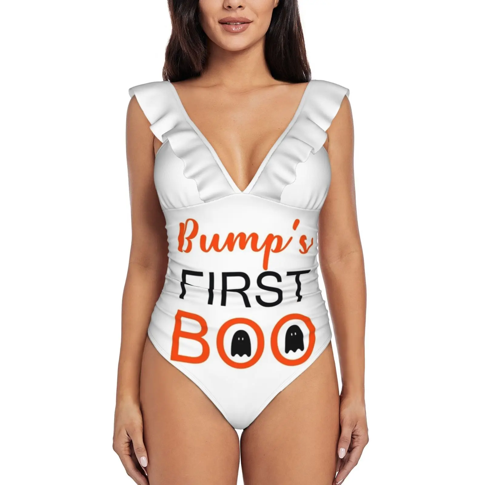 Bump'S First Boo-Halloween Pregnancy Announcement Ruffled One-Piece Swimsuit Women Sexy Monokini Swimwear New Beach Bathing
Bump'S First Boo-Halloween Pregnancy Announcement Ruffled One-Piece Swimsuit Women Sexy Monokini Swimwear New Beach Bathing
