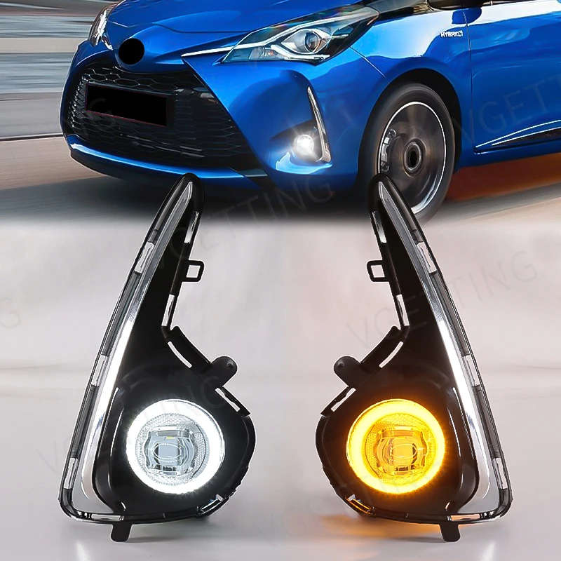 For Toyota Yaris Vitz Fog Lamp Led Light Angel Eyes DRL Daytime Running Turn Signal Yellow White Chrome Trim 2018 2019 2020
For Toyota Yaris Vitz Fog Lamp Led Light Angel Eyes DRL Daytime Running Turn Signal Yellow White Chrome Trim 2018 2019 2020