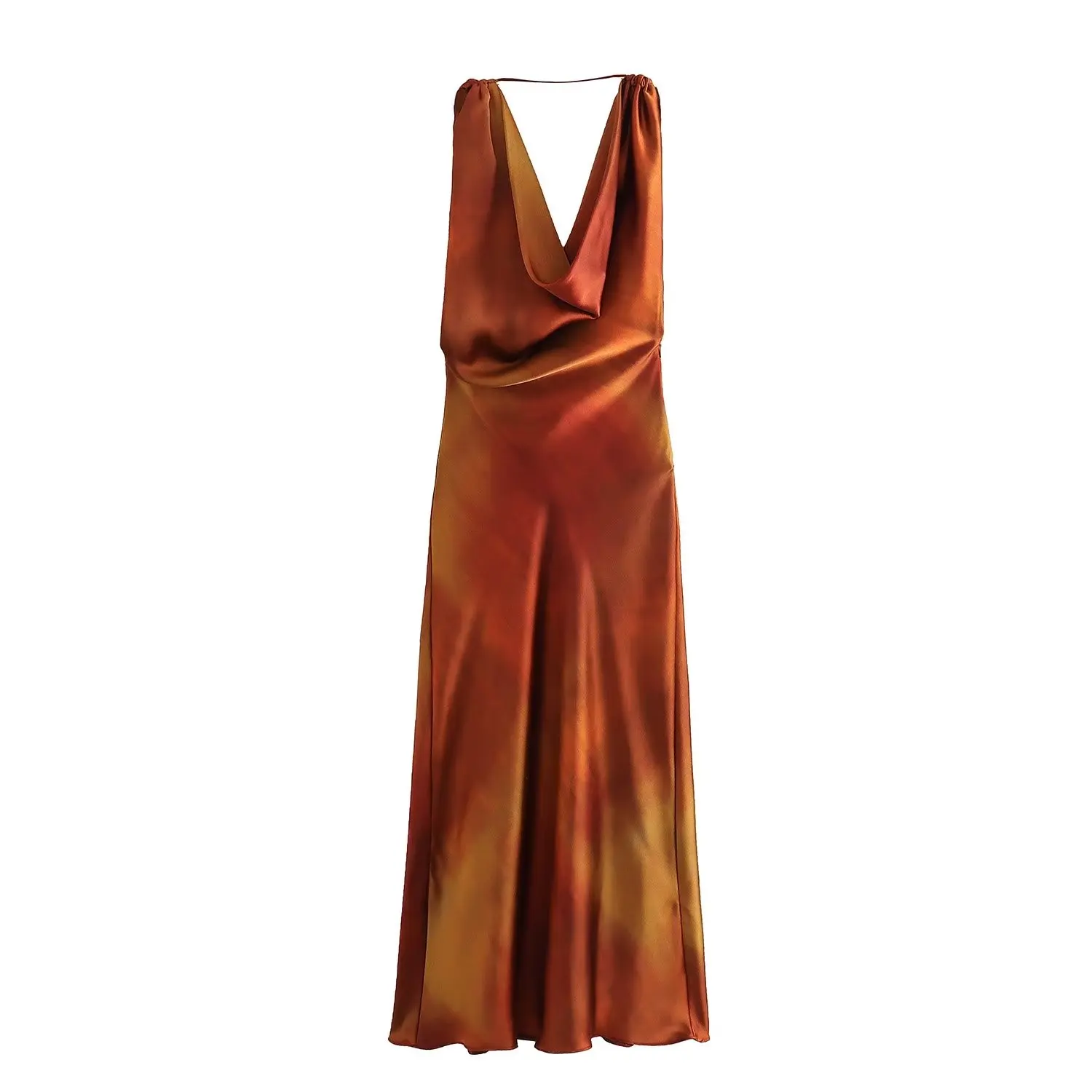 Women 2023 New Chic Fashion Summer Satin Texture Printing Midi Dress Vintage Backless Female Dresses Mujer 
Women 2023 New Chic Fashion Summer Satin Texture Printing Midi Dress Vintage Backless Female Dresses Mujer