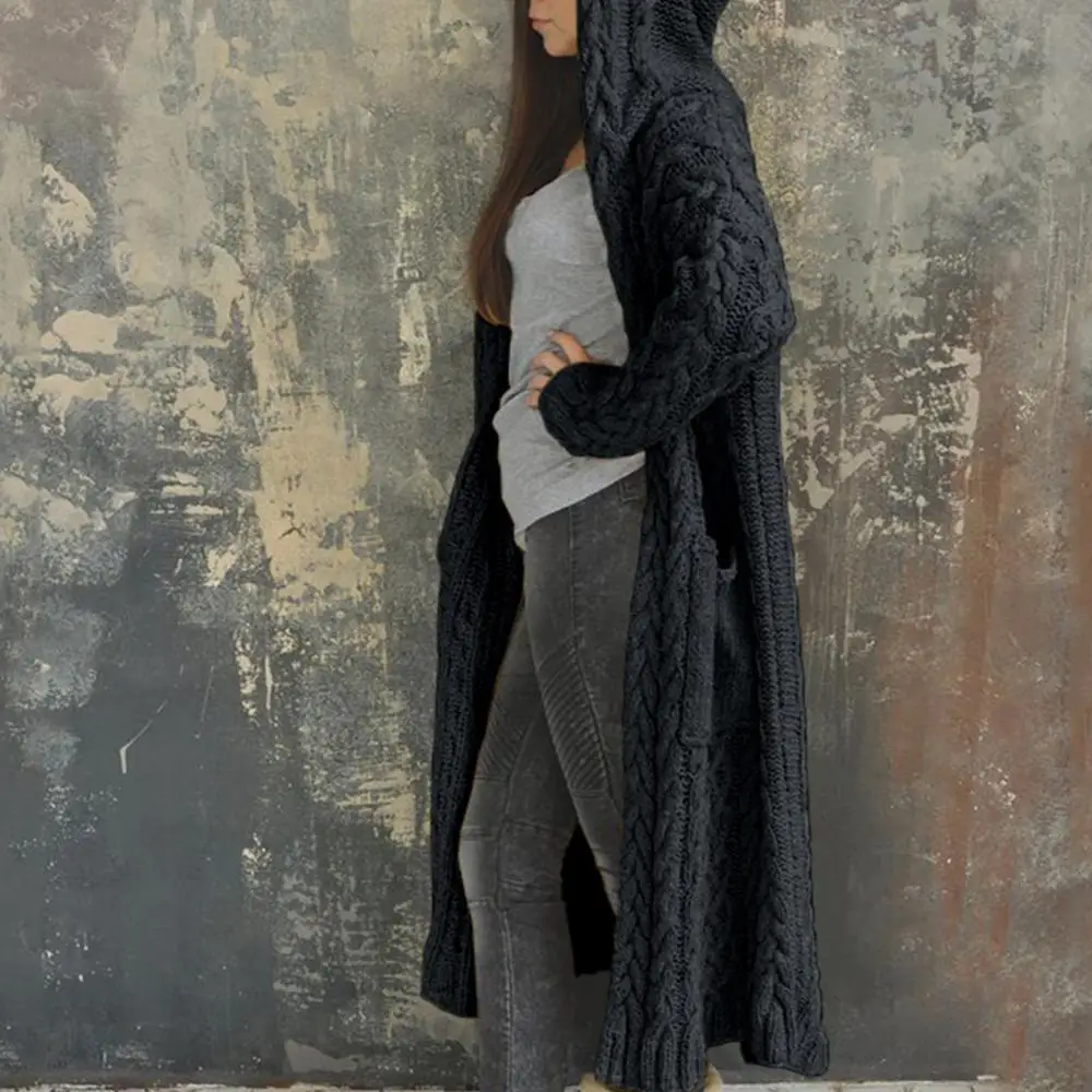 Women Cardigan Solid Color Sweater Coat Hood Long Sleeve Braid Knit Hooded Overcoat Women's Clothing
Women Cardigan Solid Color Sweater Coat Hood Long Sleeve Braid Knit Hooded Overcoat Women's Clothing