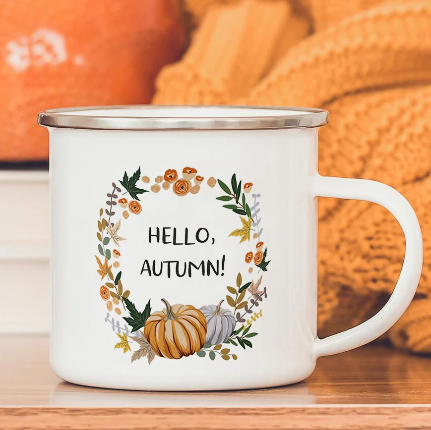Hello Autumn mugs Thanksgiving Mug Flower Pumpkin Cup Print enamel Mug Fall Coffee cups party farmhouse decoration fall gifts
Hello Autumn mugs Thanksgiving Mug Flower Pumpkin Cup Print enamel Mug Fall Coffee cups party farmhouse decoration fall gifts