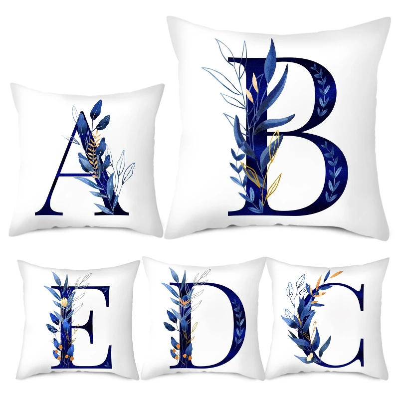 Simple Blue Leaf Alphabet Print Cushion Case 26 Letters Decoration Pillows Case Sofa Chair Livingroom Polyester Throw Pillowcase
Simple Blue Leaf Alphabet Print Cushion Case 26 Letters Decoration Pillows Case Sofa Chair Livingroom Polyester Throw Pillowcase