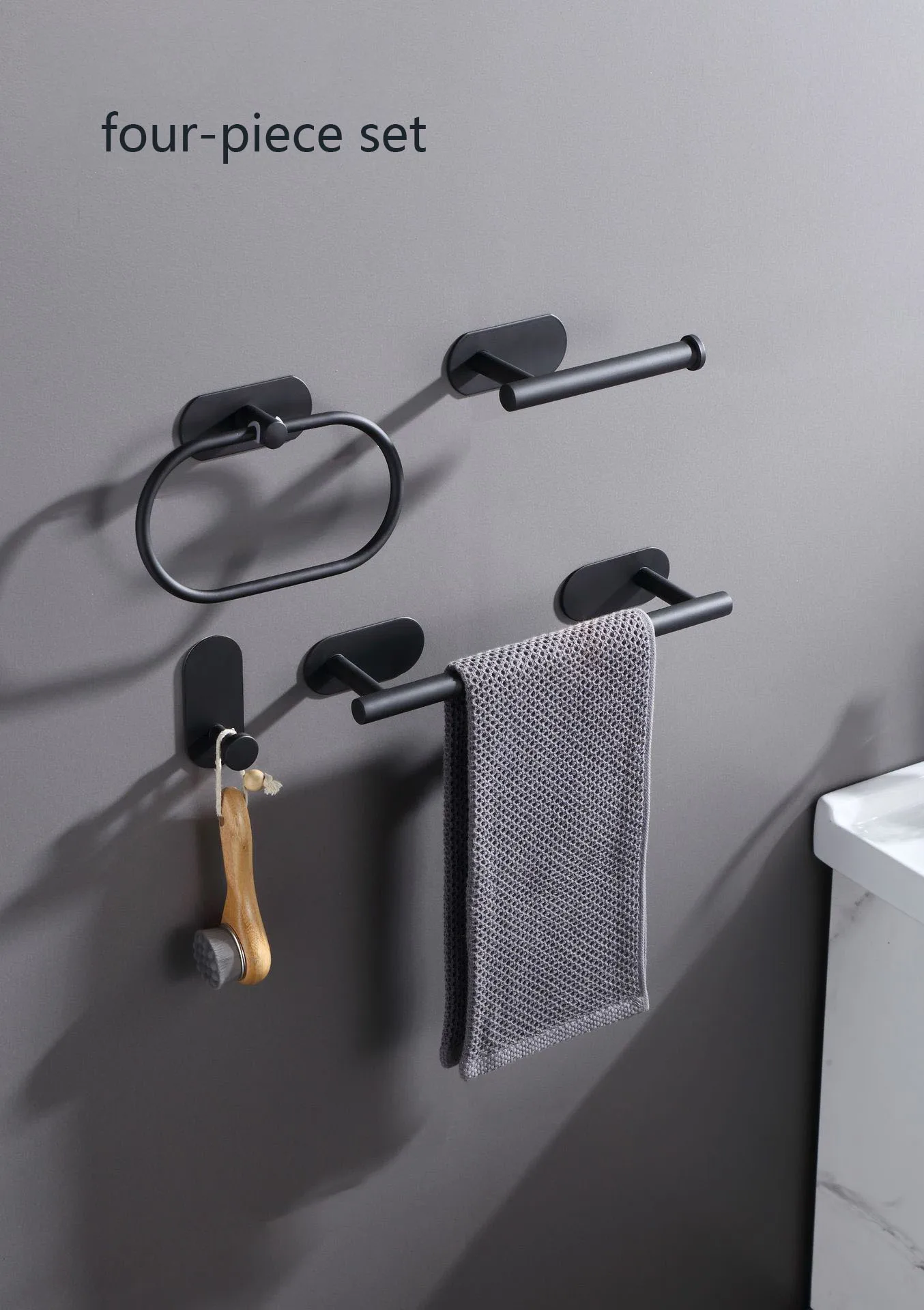 Towel Bar Toilet Paper Rack Bathroom Accessories Wall-mounted Stainless Steel Matte No Drilling Black Hardware Set
Towel Bar Toilet Paper Rack Bathroom Accessories Wall-mounted Stainless Steel Matte No Drilling Black Hardware Set