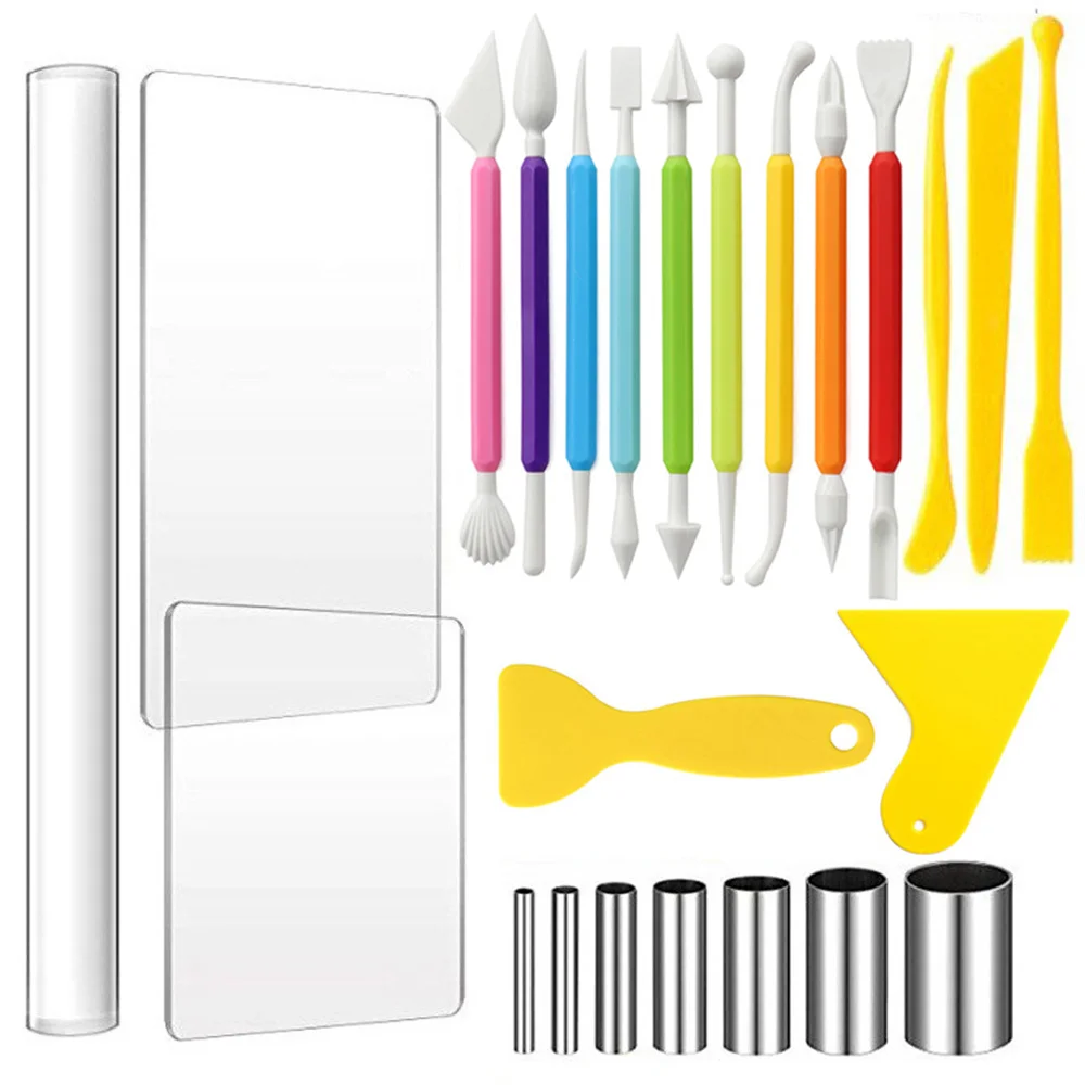 24Pcs Soft Clay Tools Kit Pottery Ceramic Carving Knife Round Mold Plastic Cutting Acrylic Board Pottery Tool Set DIY Craft Tool
24Pcs Soft Clay Tools Kit Pottery Ceramic Carving Knife Round Mold Plastic Cutting Acrylic Board Pottery Tool Set DIY Craft Tool