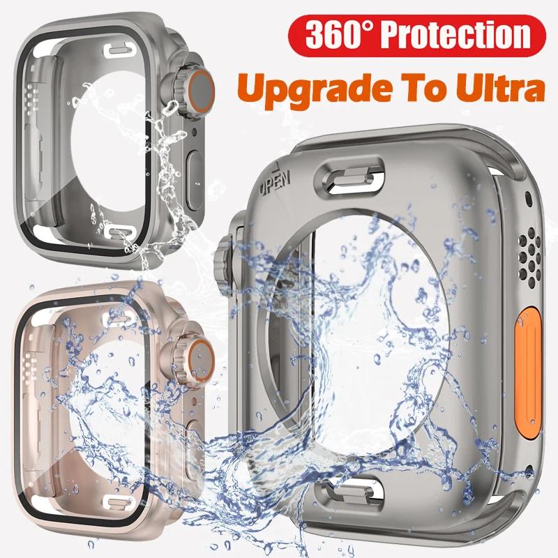 Waterproof Case Change to Ultra For Apple Watch 45mm 44mm 41mm 40mm Tempered Glass Screen Protector iWatch 8 7 6 SE 5 4 Cover
Waterproof Case Change to Ultra For Apple Watch 45mm 44mm 41mm 40mm Tempered Glass Screen Protector iWatch 8 7 6 SE 5 4 Cover