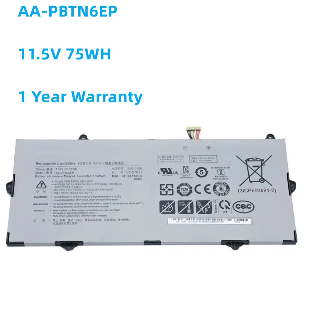 AA-PBTN6EP Laptop Battery For SAMSUNG 900X5T 900X5T-X78L 900X5T-X01 900X5T-X02 900X5T-X05 11.5V 75WH 6500mAh
AA-PBTN6EP Laptop Battery For SAMSUNG 900X5T 900X5T-X78L 900X5T-X01 900X5T-X02 900X5T-X05 11.5V 75WH 6500mAh