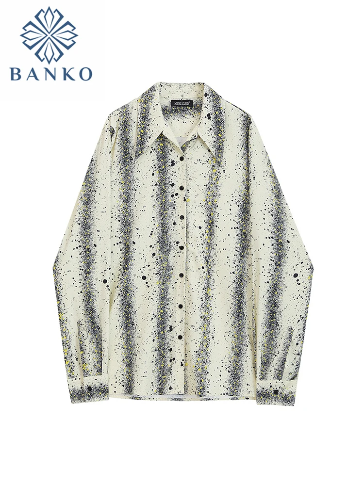 Женская Базовая Блузка в полоску, рубашка с длинным рукавом и принтом контрастных цветов, Осень-зима 2022 
Женская Базовая Блузка в полоску, рубашка с длинным рукавом и принтом контрастных цветов, Осень-зима 2022