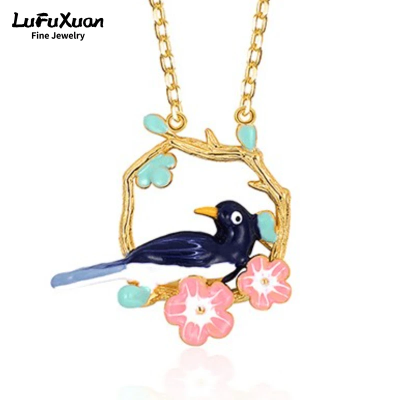 LuFuXuan Sterling Silver S925 Low Temperature Enamel Brushed Magpie Pendant Necklace Clavicle Chain Birthday and Holiday Gift
LuFuXuan Sterling Silver S925 Low Temperature Enamel Brushed Magpie Pendant Necklace Clavicle Chain Birthday and Holiday Gift