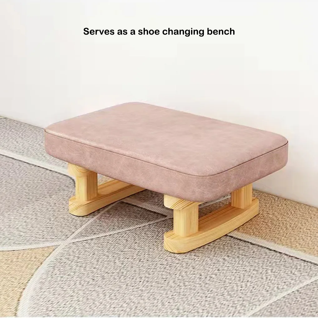 

Wood Cloth Small Stool Washable Replacement Rectangular Nonslip Heavy Duty Living Room Chair Footstool Shoe Bench