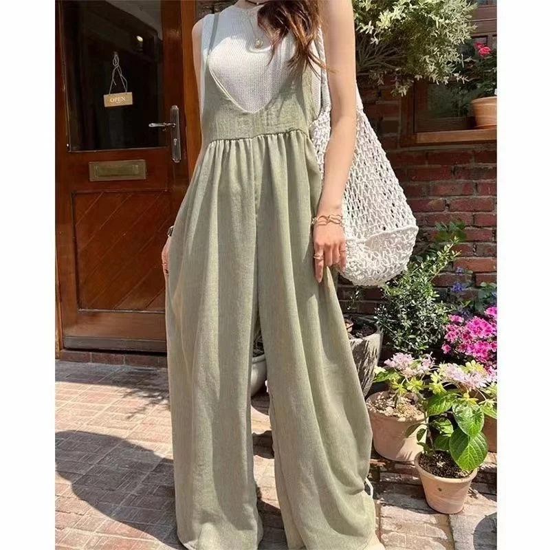 Women Jumpsuits Korean Summer New Pure Color Versatile Loose Suspender Wide Leg Jumpsuit Body Suits For Women Romper
Women Jumpsuits Korean Summer New Pure Color Versatile Loose Suspender Wide Leg Jumpsuit Body Suits For Women Romper