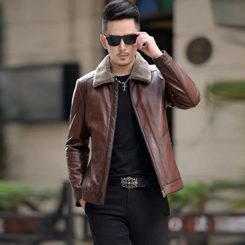 Winter New Men Business Casual Plus Size Leather Jackets Male Fashion Down Jacket Sheep Shearing Fur Collar Korean Slim Coat
Winter New Men Business Casual Plus Size Leather Jackets Male Fashion Down Jacket Sheep Shearing Fur Collar Korean Slim Coat