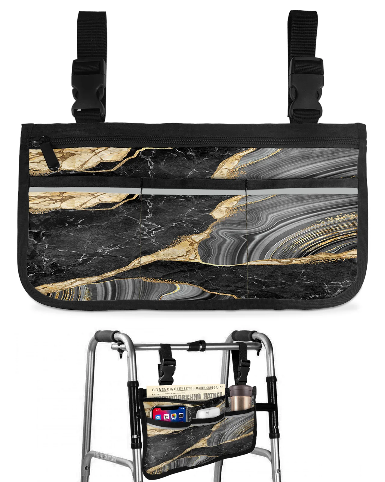 Black Marble Texture Wheelchair Bag With Pockets Armrest Side Bags Electric Scooter Walking Frame Storage Pouch
Black Marble Texture Wheelchair Bag With Pockets Armrest Side Bags Electric Scooter Walking Frame Storage Pouch
