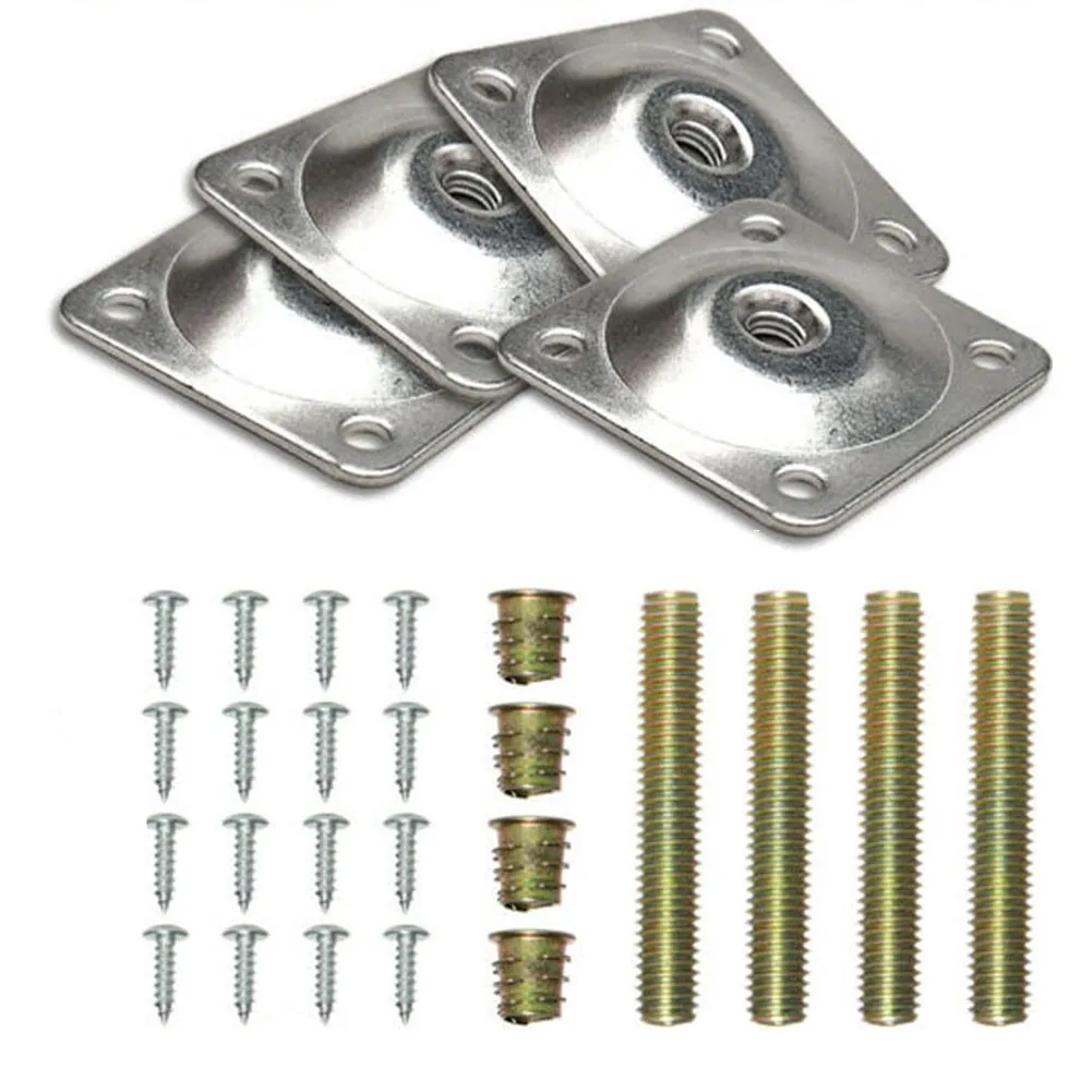 4 Set Metal Leg Fixing Mounting Plates Feet Angled Level Brackets with Dowel Screws Table Sofa Chairs Pads Furniture Hardware
4 Set Metal Leg Fixing Mounting Plates Feet Angled Level Brackets with Dowel Screws Table Sofa Chairs Pads Furniture Hardware