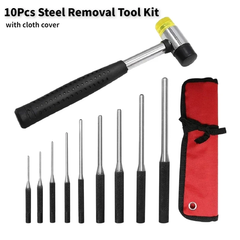 Double Sided Rubber Hammer Set Roll Pin Punch Set with Storage Pouch 10Pcs Steel Removal Tool Kit CR-V Multifunctional Tool
Double Sided Rubber Hammer Set Roll Pin Punch Set with Storage Pouch 10Pcs Steel Removal Tool Kit CR-V Multifunctional Tool