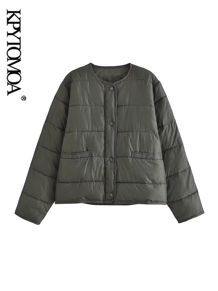 KPYTOMOA Women Fashion Front Pockets Loose Padded Jacket Coat Vintage Long Sleeve Snap-button Female Outerwear Chic Tops
KPYTOMOA Women Fashion Front Pockets Loose Padded Jacket Coat Vintage Long Sleeve Snap-button Female Outerwear Chic Tops