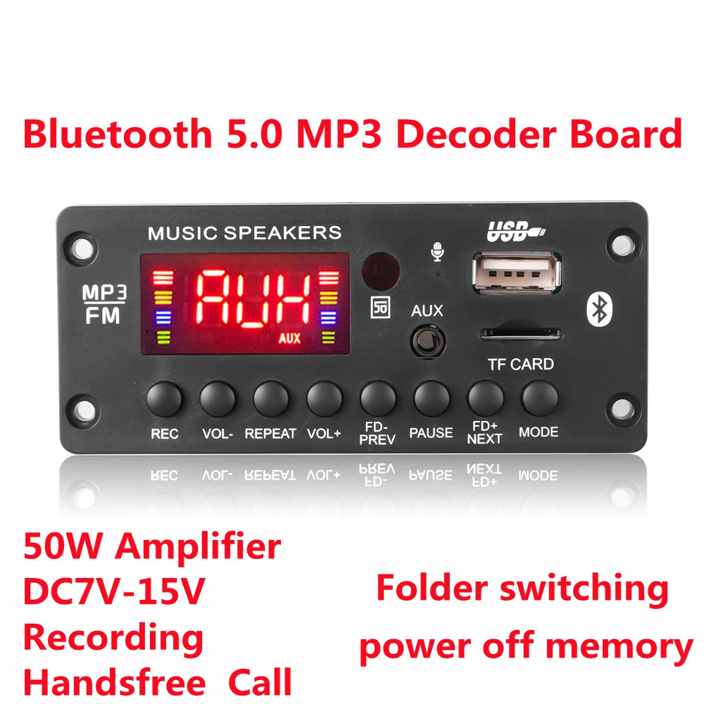 2*25 Вт 50 усилитель DC 7-15 в MP3 декодер плата Bluetooth 5 0 12 В Автомобильный плеер USB FM