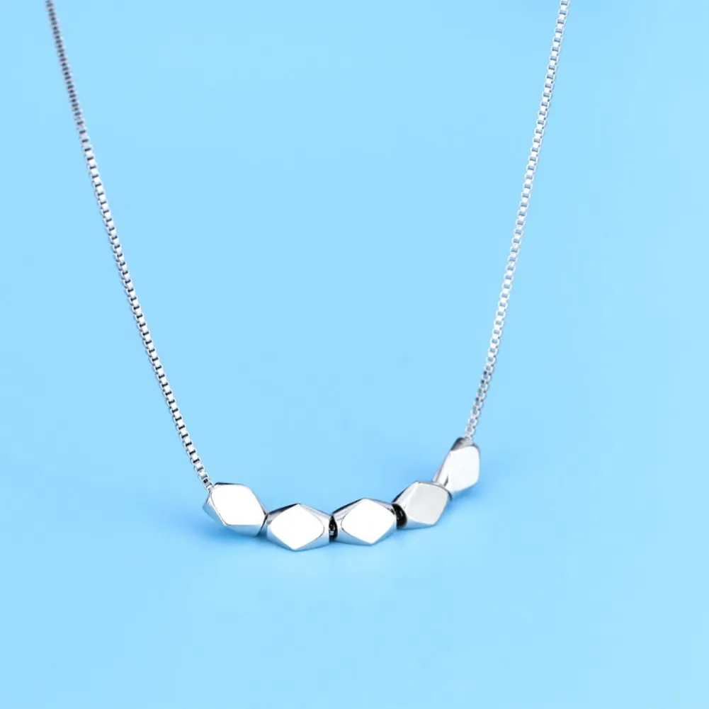 

New fashion 925 Sterling Silver Box chain Simple geometry beans Pendant Necklace For Women wedding party Jewelry Christmas gifts