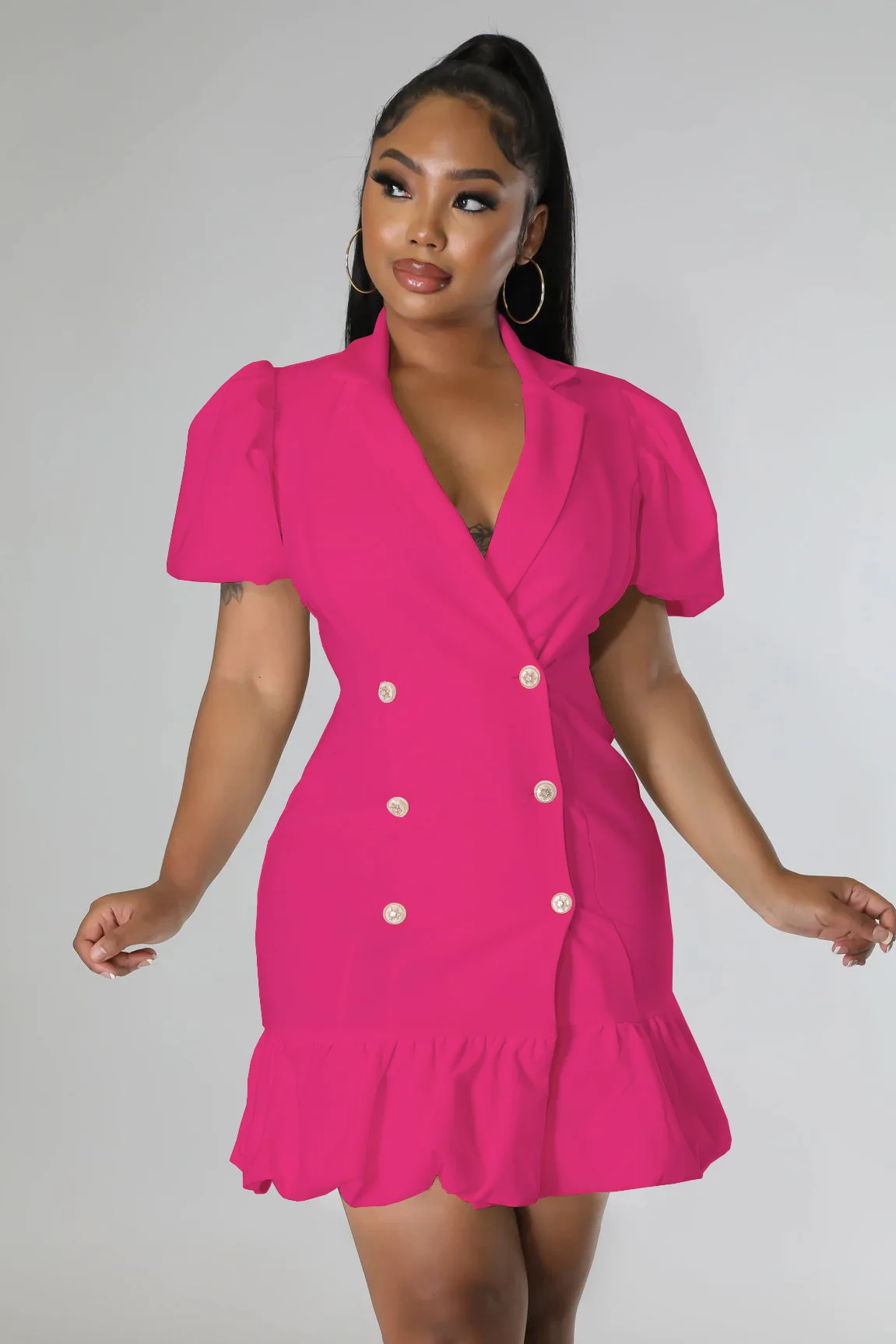 Summer Elegant Commuter Mini Dress Women Fashion V-neck Double Breasted Puff Sleeves Ruffled Mini Dress Women
Summer Elegant Commuter Mini Dress Women Fashion V-neck Double Breasted Puff Sleeves Ruffled Mini Dress Women