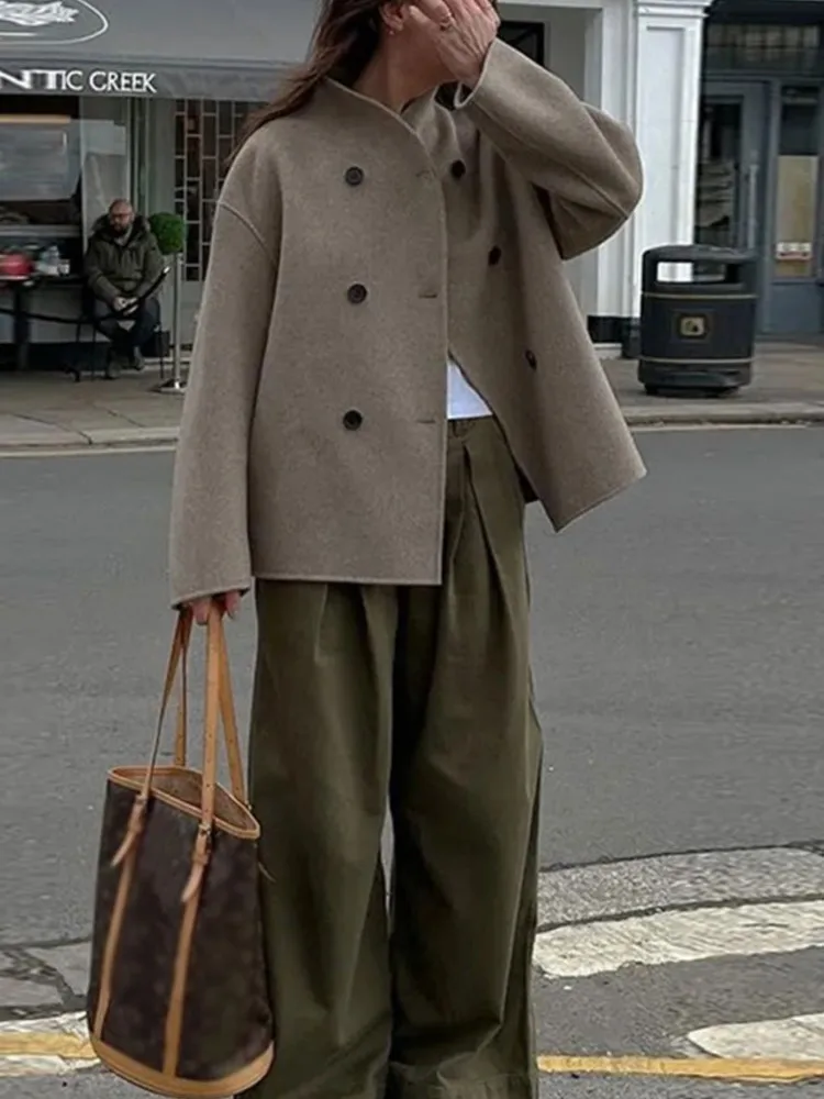 

Куртка RDMQ Женская однотонная с воротником-стойкой, модный элегантный свободный двубортный пиджак, Повседневная Уличная одежда, 23 Цвета, Осень-зима