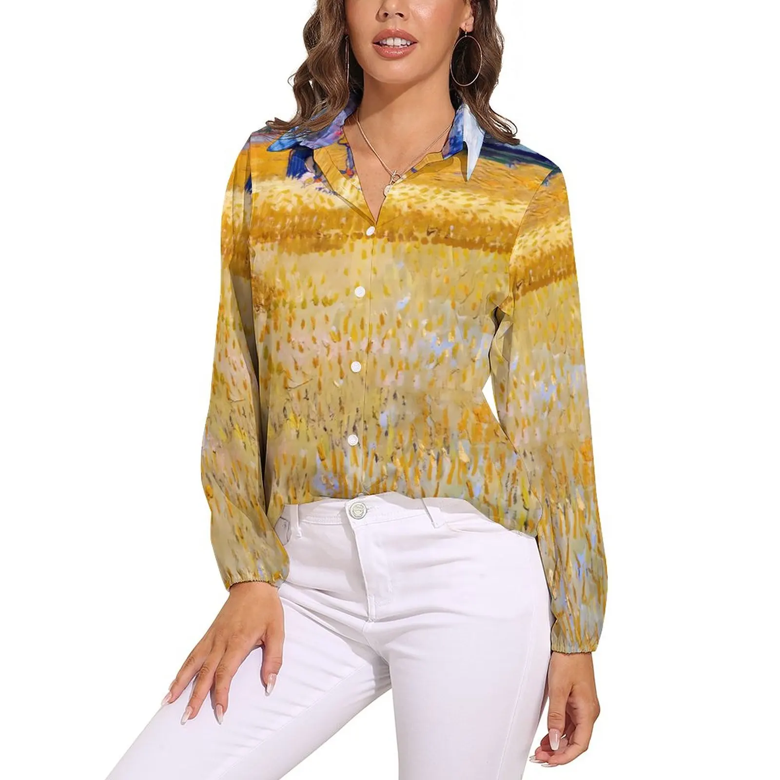 Vincent Van Gogh Blouse The Harvesters Vintage Design Blouses Women Long Sleeve Casual Shirts Autumn Oversized Top
Vincent Van Gogh Blouse The Harvesters Vintage Design Blouses Women Long Sleeve Casual Shirts Autumn Oversized Top