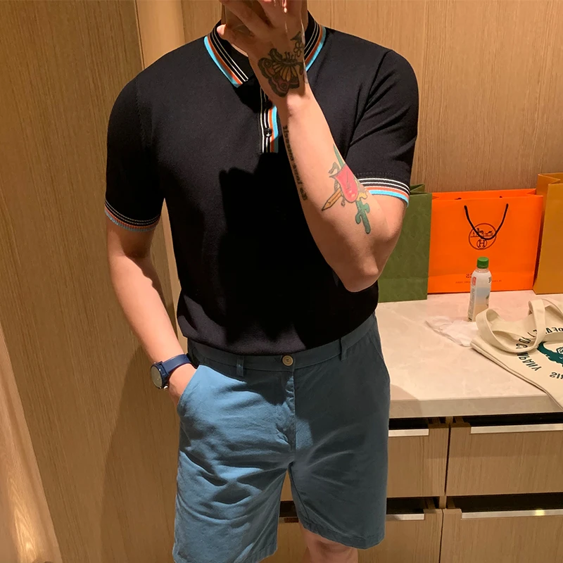 British Style Fashion Men Clothing 2022 Turn Down Collar Slim Fit Casual Tee Shirt Male Business Short Sleeve Ice Silk Shirt
British Style Fashion Men Clothing 2022 Turn Down Collar Slim Fit Casual Tee Shirt Male Business Short Sleeve Ice Silk Shirt