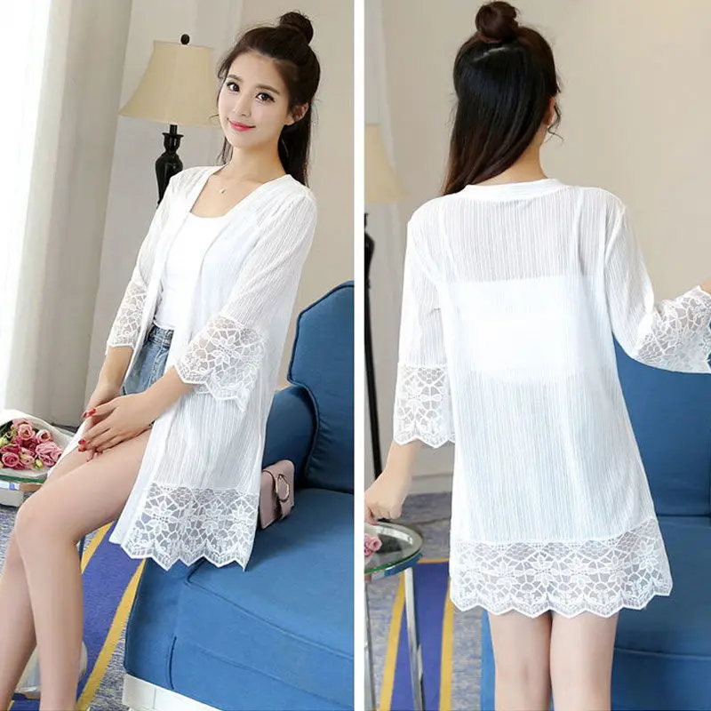 Summer Woman Long Sleeve Jacket Female Hollow Lace Tops Ladies Jacket Cardigan Thin Sunscreen Coat Air Conditioning Shirt A39
Summer Woman Long Sleeve Jacket Female Hollow Lace Tops Ladies Jacket Cardigan Thin Sunscreen Coat Air Conditioning Shirt A39