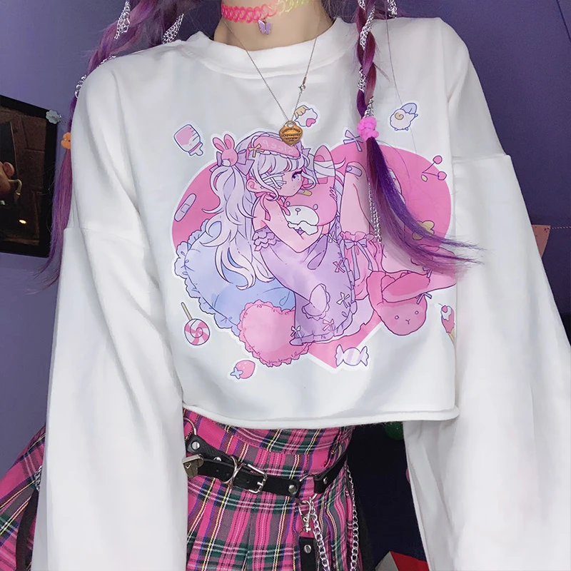 Harajuku Kawaii Cute Cartoon Anime Girl Printed T-shirt Long Sleeve White Tshirts Women Sweet Tops Loose Pullovers Y2k New Woman
Harajuku Kawaii Cute Cartoon Anime Girl Printed T-shirt Long Sleeve White Tshirts Women Sweet Tops Loose Pullovers Y2k New Woman