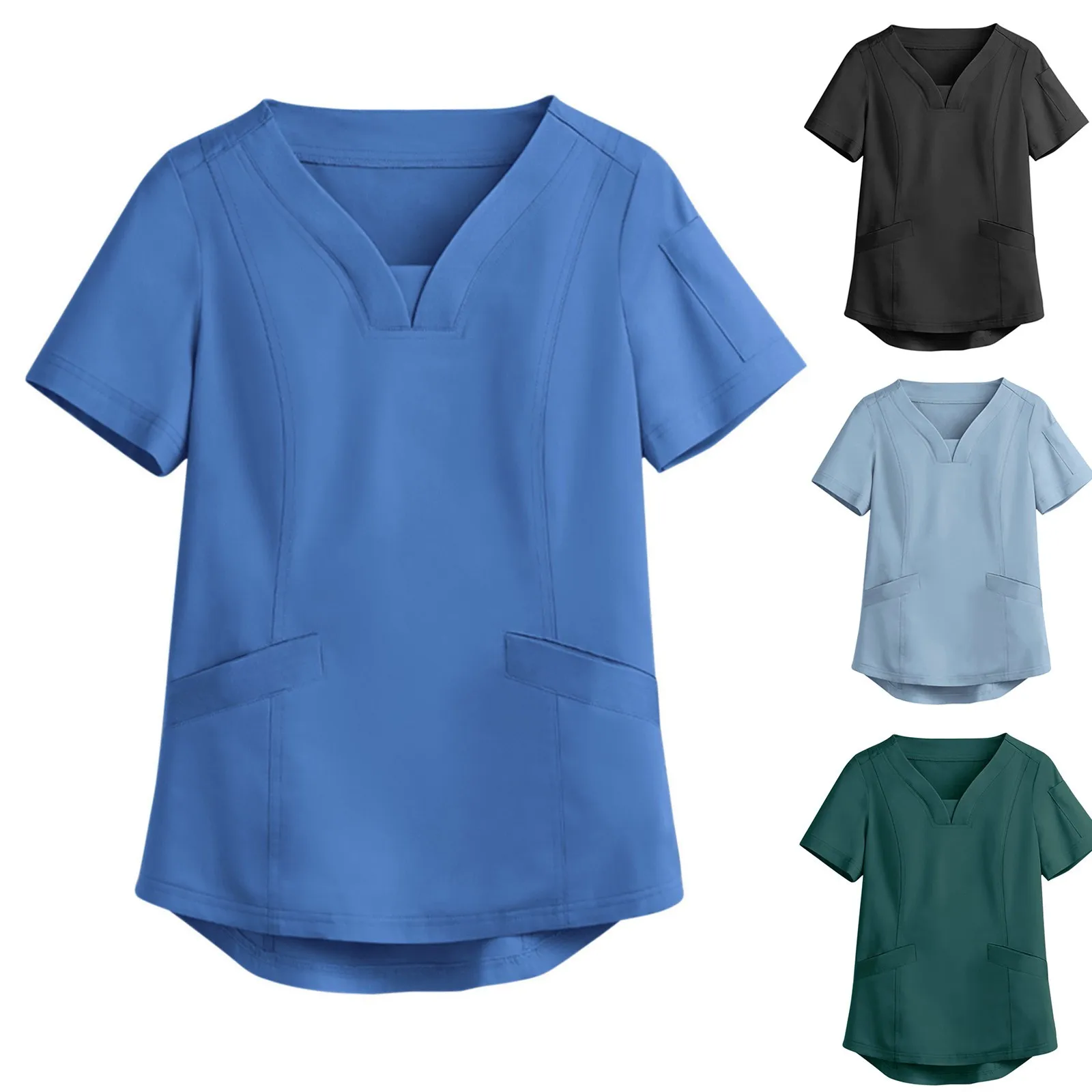 Women V-Neck Pocket Nursing Uniform Beauty Scrubs Tops Spa Uniform Health Workers Working Scrub tops T-Shirt gorro enfermera
Women V-Neck Pocket Nursing Uniform Beauty Scrubs Tops Spa Uniform Health Workers Working Scrub tops T-Shirt gorro enfermera