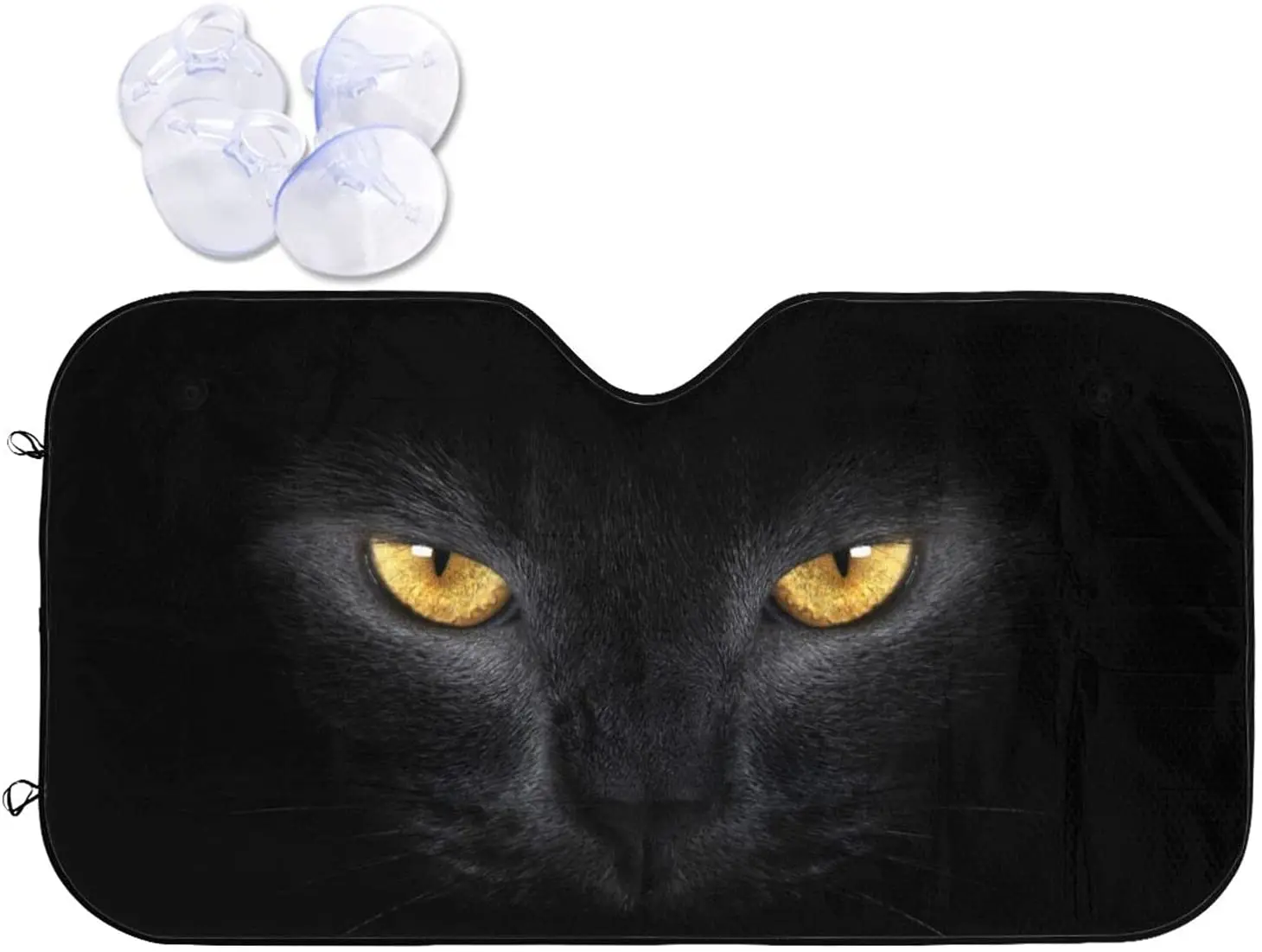 

Cat Face with Yellow Eyes Car Sun Shade for Windshield Foldable Blocks Uv Rays Keeps Your Vehicle Cool Protect The Interior of