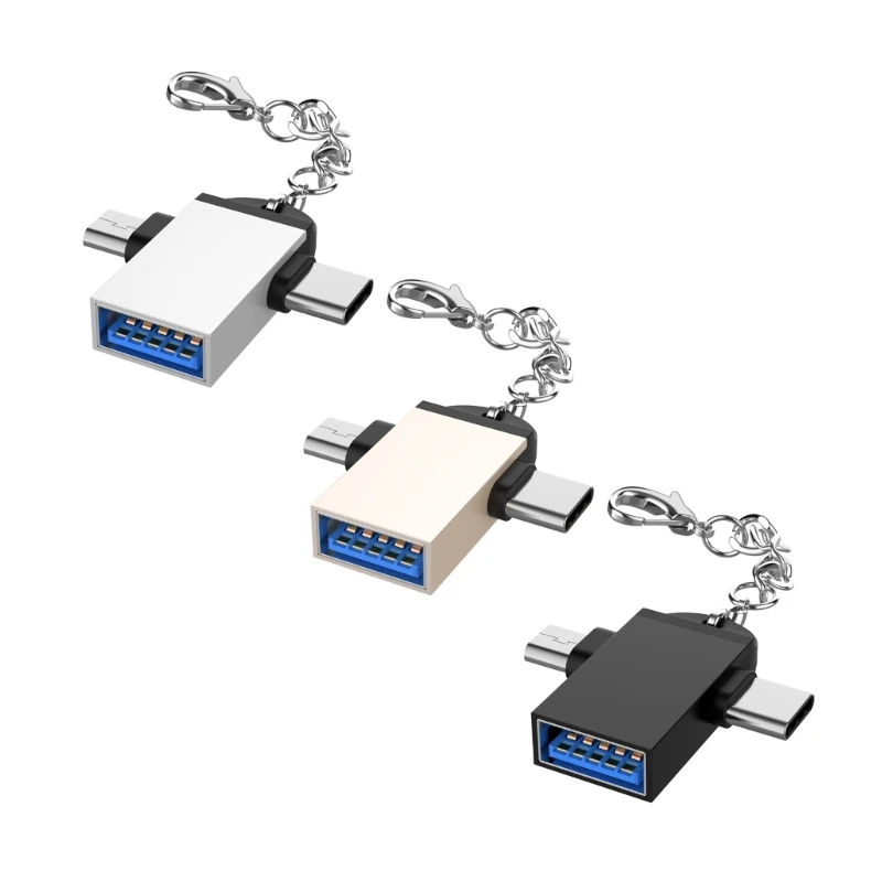 2 in 1 OTG Converter USB3.0 to Micro USB and Type-C Adapter with Keychain,Used for U-Disk Mouse Laptop
2 in 1 OTG Converter USB3.0 to Micro USB and Type-C Adapter with Keychain,Used for U-Disk Mouse Laptop