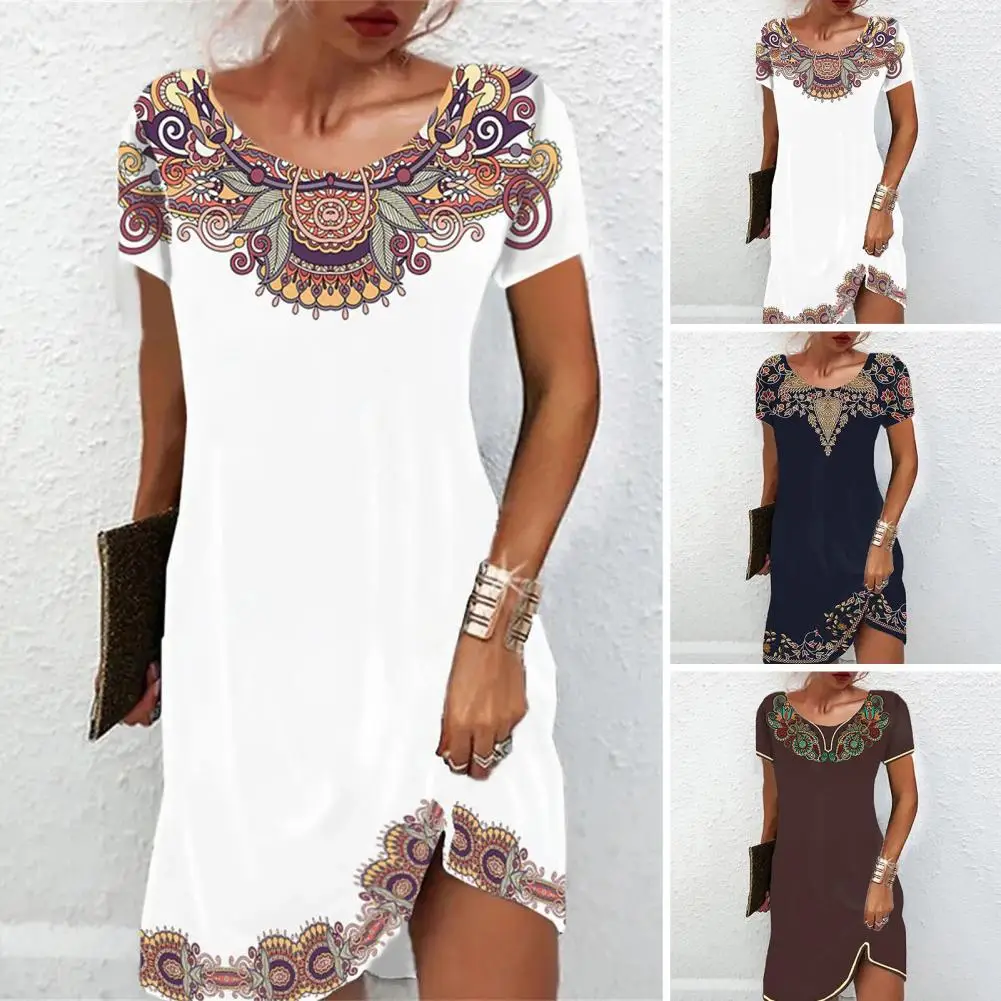 Vintage Women's Dresses Summer Ethnic Style Short Sleeve Tops Fashion Loose A-Line Skirt Elegant Casual Lady Vacation Dresses
Vintage Women's Dresses Summer Ethnic Style Short Sleeve Tops Fashion Loose A-Line Skirt Elegant Casual Lady Vacation Dresses