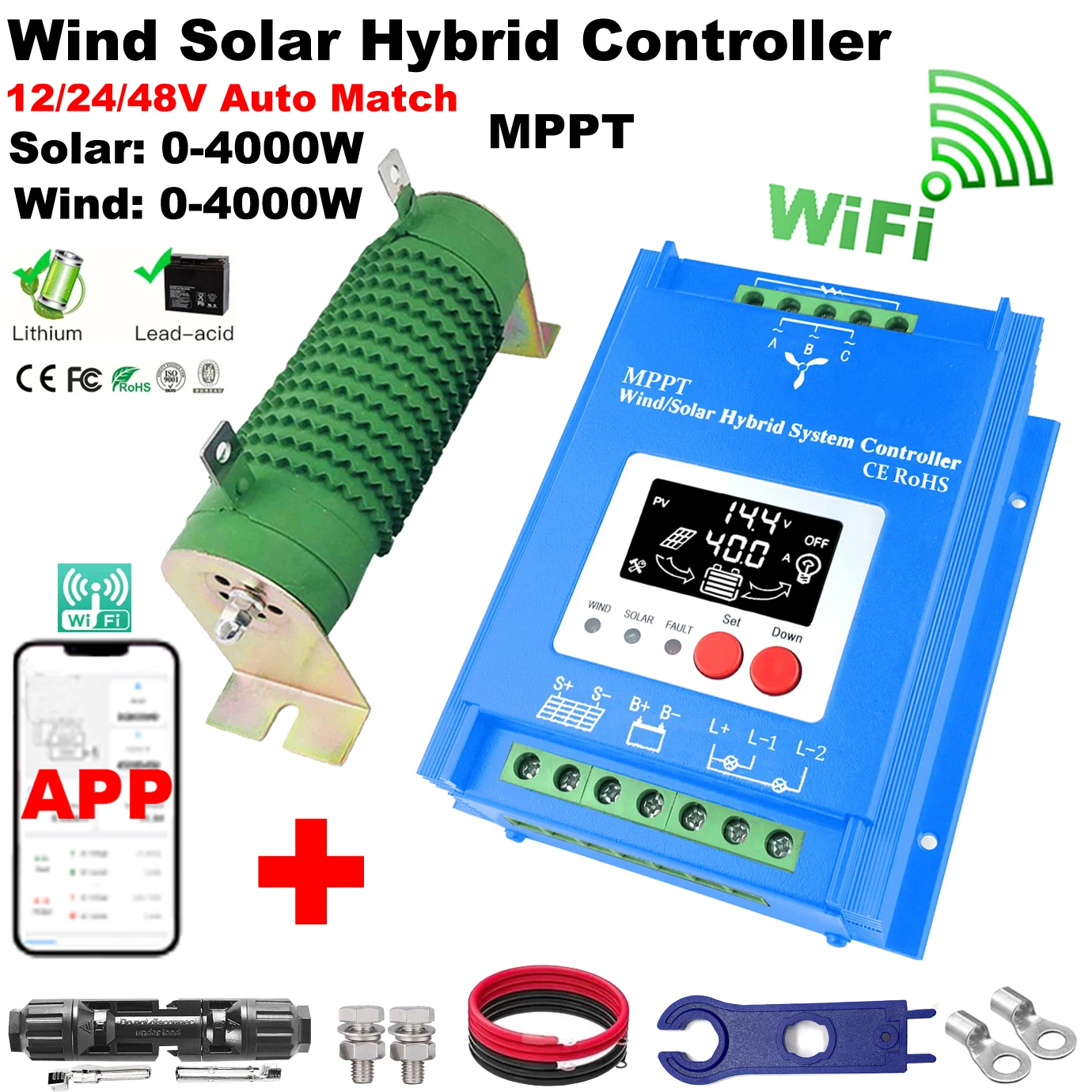 8000W 12V 24V 0~4000W Wind 0~4000W Solar MPPT Wind Solar Hybrid Controller Pioneer Version Charge Lithium Lead Acid GEL Battery
8000W 12V 24V 0~4000W Wind 0~4000W Solar MPPT Wind Solar Hybrid Controller Pioneer Version Charge Lithium Lead Acid GEL Battery