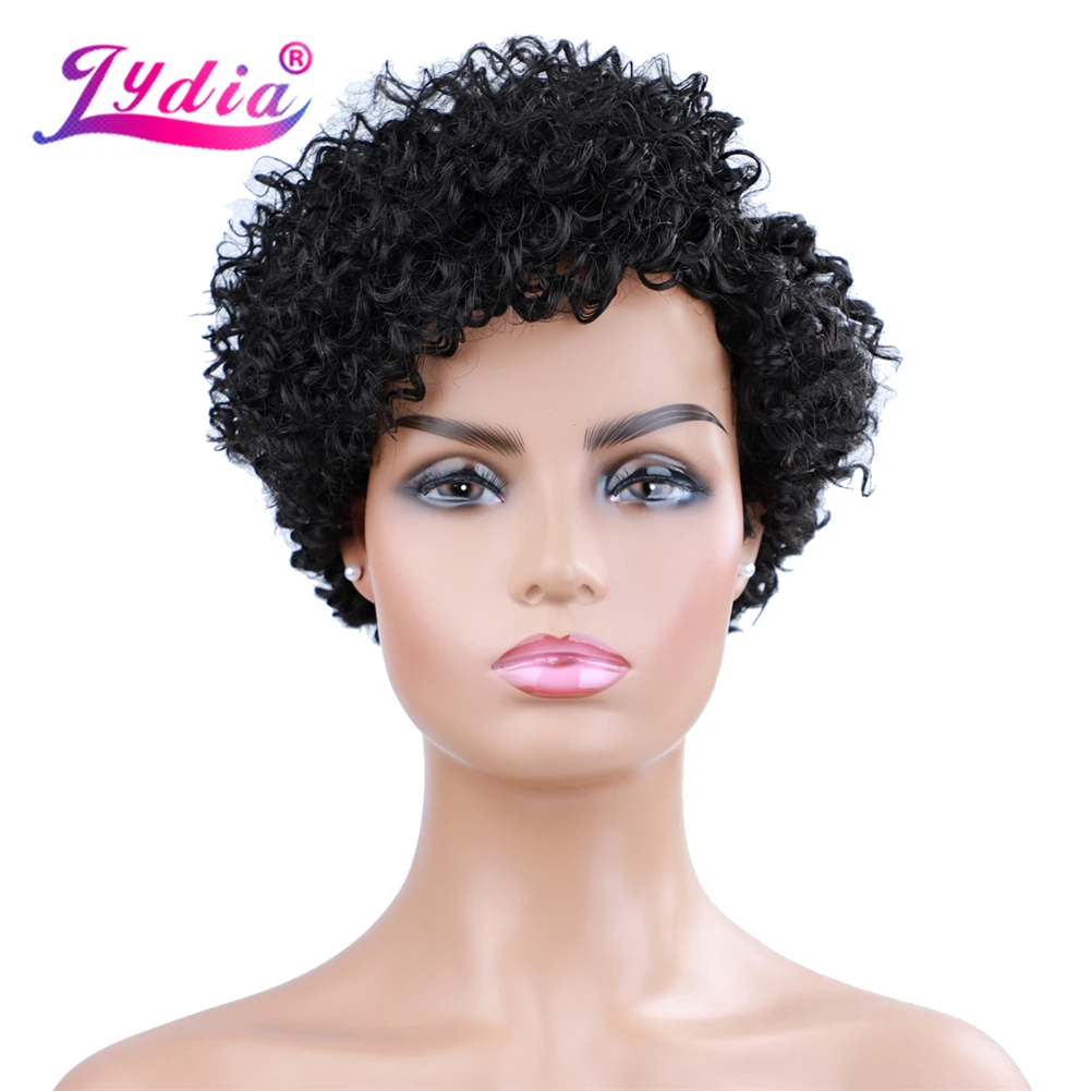 

Lydia Synthetic Wigs For Women Short 6 Inch Curly Kanekalon Heat Resistant Fiber Daily&Party Wig One-Side Bang All Color