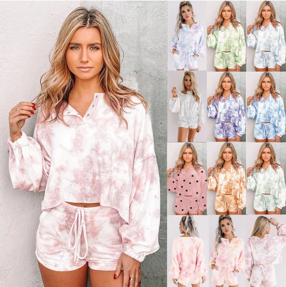 2022 Women's New Homewear 2-Piece Tie-Dye Printed Loose T-shirt Pullover Long Sleeve Shorts Suit Women's Clothing Prairie Chic
2022 Women's New Homewear 2-Piece Tie-Dye Printed Loose T-shirt Pullover Long Sleeve Shorts Suit Women's Clothing Prairie Chic