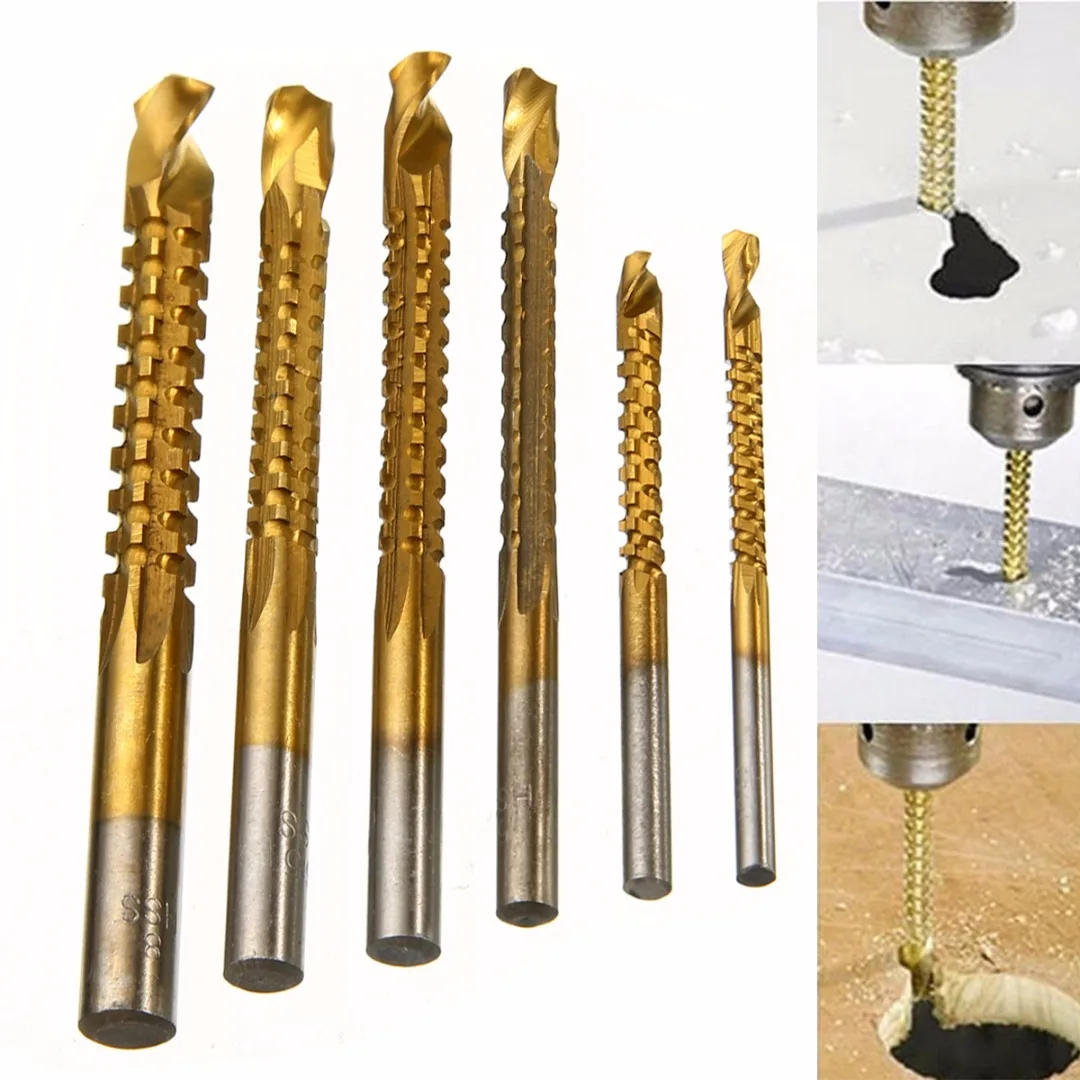6pcs/set High QualityTitanium Plated HSS Drill Bits Woodworking Woodworking Drilling CuttingSlotting Saw Bits drill accessories
6pcs/set High QualityTitanium Plated HSS Drill Bits Woodworking Woodworking Drilling CuttingSlotting Saw Bits drill accessories