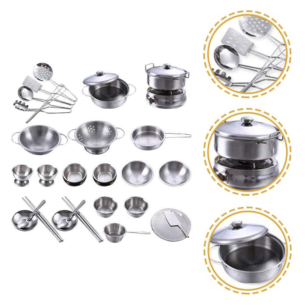 25pcs/Set Mini Pretend Play Tools Stainless Steel Kitchen Cookware Pots Pans Food Toys Set Role Play Toys For Kids Boys Girls
25pcs/Set Mini Pretend Play Tools Stainless Steel Kitchen Cookware Pots Pans Food Toys Set Role Play Toys For Kids Boys Girls