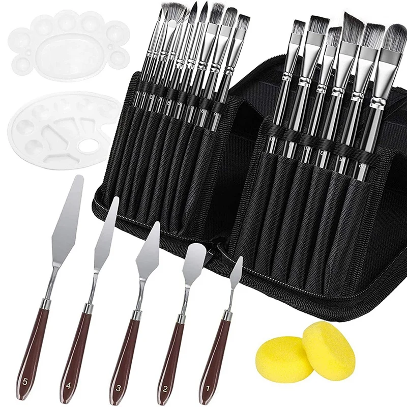 Art Paint Brush Kit, Painting Brush With Palette Knife/Sponges And Paint Trays For Acrylic Paint
Art Paint Brush Kit, Painting Brush With Palette Knife/Sponges And Paint Trays For Acrylic Paint