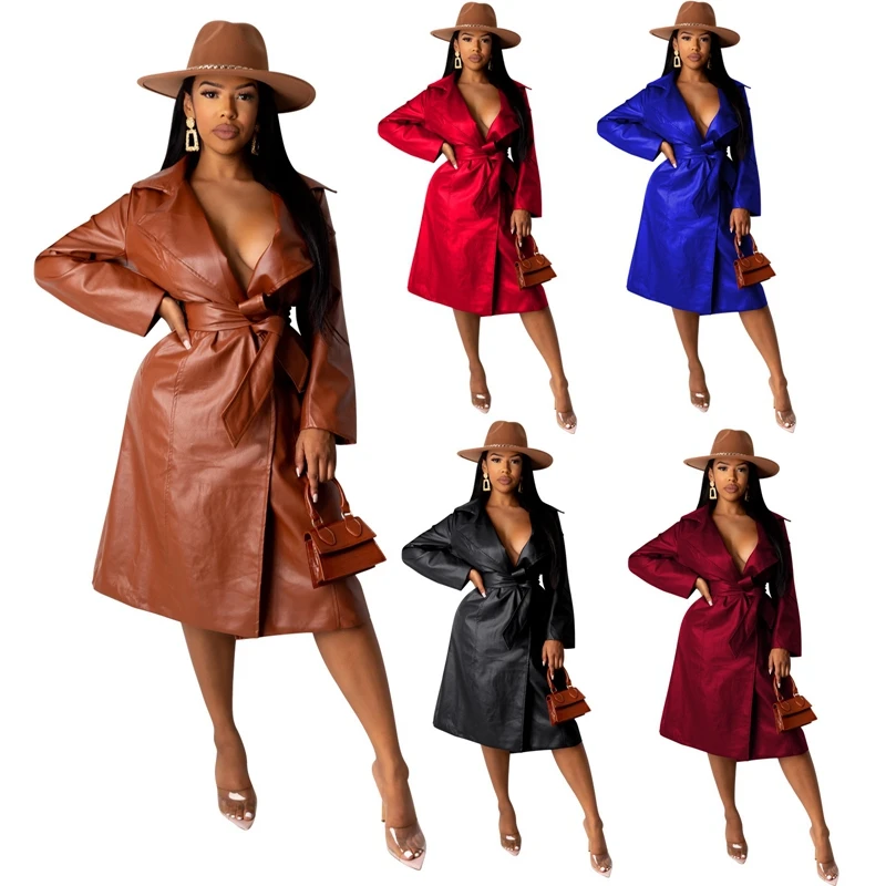 2021 New Women PU Faux Leather Jacket Black Leather Streetwear Winter Autumn Long Trench Coat Luxury Korean Style Women Jackets
2021 New Women PU Faux Leather Jacket Black Leather Streetwear Winter Autumn Long Trench Coat Luxury Korean Style Women Jackets