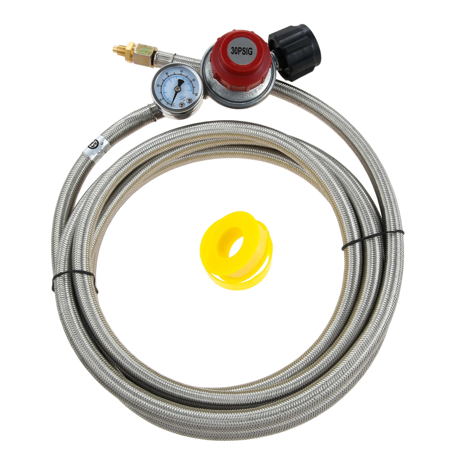 12Feet QCC1 0-30PSI Adjustable High Pressure Propane Regulator Hose with PSI Gauge Grill 3/8" Female Flare Fitting Grill Burner
12Feet QCC1 0-30PSI Adjustable High Pressure Propane Regulator Hose with PSI Gauge Grill 3/8" Female Flare Fitting Grill Burner