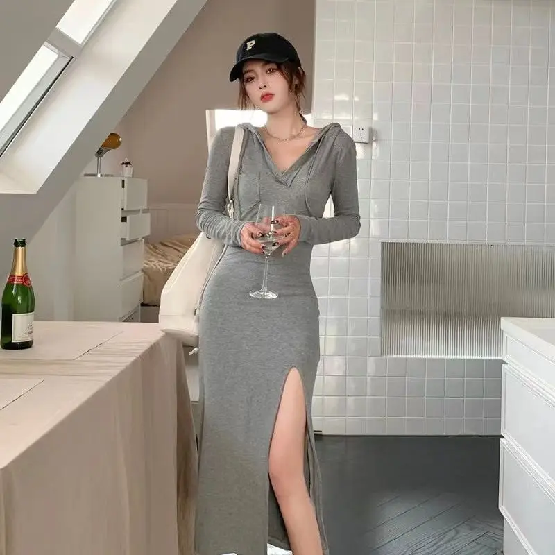 2022 New Autumn Korean Women's Dress Design Sense Split Wrap Hip Long Dress Fashion Slim Hooded Dress
2022 New Autumn Korean Women's Dress Design Sense Split Wrap Hip Long Dress Fashion Slim Hooded Dress