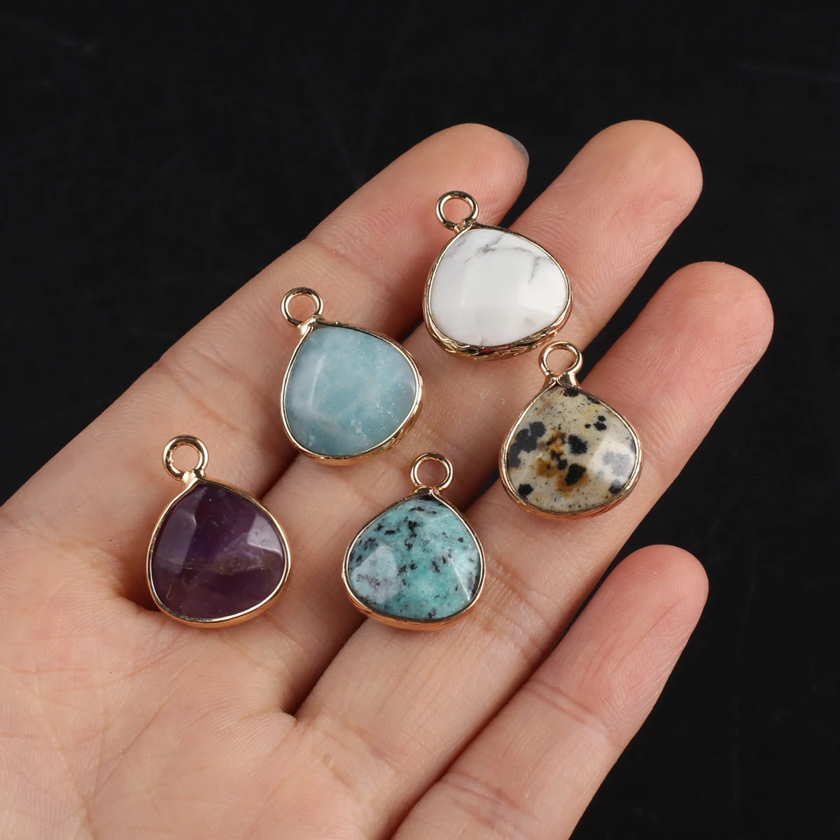 

Natural Stone Pendants Reiki Healing Big Water Drop Amethyst Turquoise for Jewelry Making Diy Women Necklace Earrings Gifts