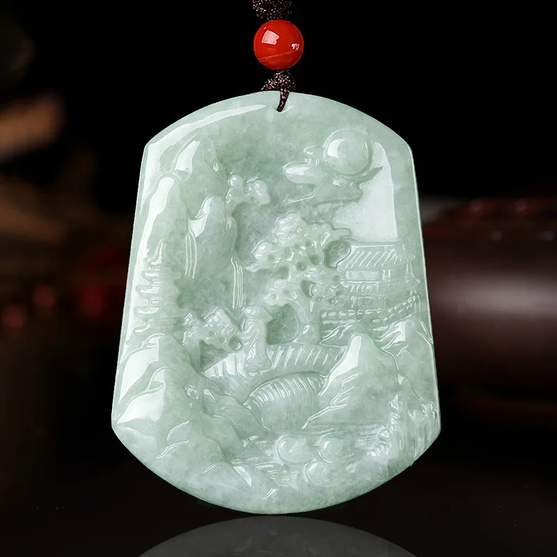 Natural Jade Landscape Jadeite Pendant Charm Jewelry Fashion Hand-Carved Necklace Men Women Luck Amulet Sweater Chain Gift
Natural Jade Landscape Jadeite Pendant Charm Jewelry Fashion Hand-Carved Necklace Men Women Luck Amulet Sweater Chain Gift