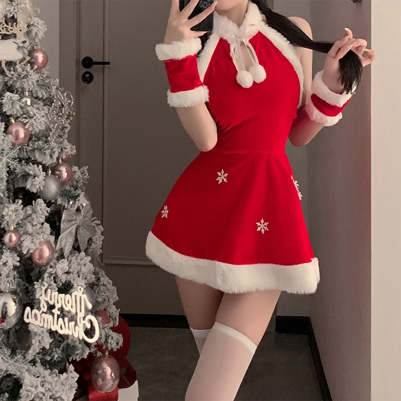 Christmas dress cute plush backless sexy sexy underwear velvet slim female uniform set
Christmas dress cute plush backless sexy sexy underwear velvet slim female uniform set