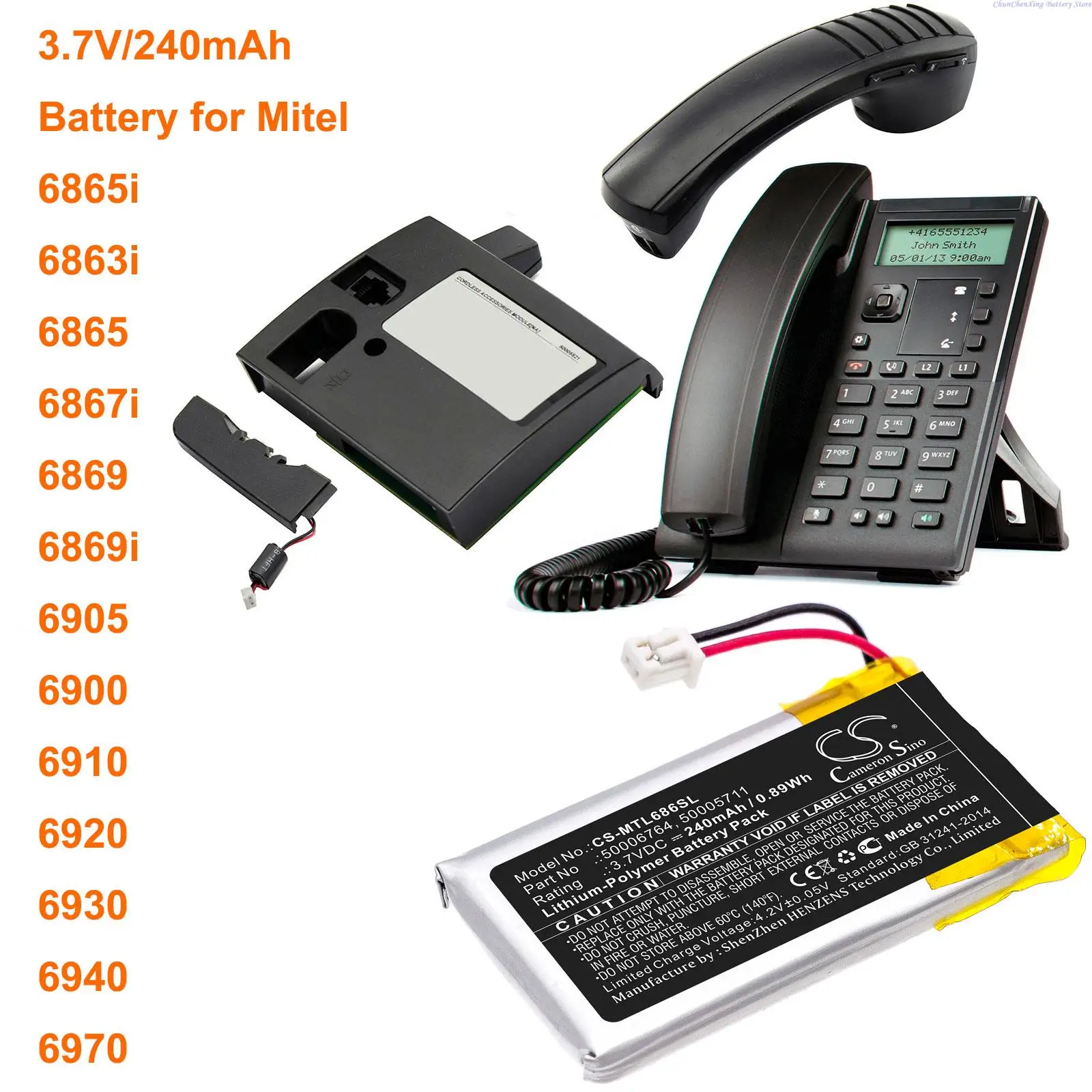 Аккумулятор емкостью 240 мАч для Mitel 6865i, 6863i, 6865, 6867i, 6869, 6869i, 6905, 6900, 6910, 6920, 6930
Аккумулятор емкостью 240 мАч для Mitel 6865i, 6863i, 6865, 6867i, 6869, 6869i, 6905, 6900, 6910, 6920, 6930